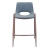 Zuo Modern Desi Counter Stool Azure Gray and Walnut - Front