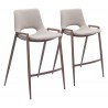 Zuo Modern Desi Counter Stool in Beige and Walnut - Set of 2