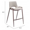 Zuo Modern Desi Counter Stool in Beige and Walnut - With Dimensions