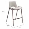 Zuo Modern Desi Counter Stool in Beige and Walnut - With Dimensions - Zuo Modern Desi Counter Stool in Beige and Walnut - With Dimensions