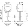 Zuo Modern Salem Barstool in Yellow - Dimension Sheet