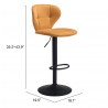 Zuo Modern Salem Barstool in Yellow - With Dimensions