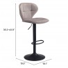 Zuo Modern Salem Barstool in Gray - With Dimensions