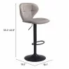 Zuo Modern Salem Barstool in Gray - With Dimensions - Zuo Modern Salem Barstool in Gray - With Dimensions