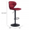 Zuo Modern Salem Barstool in Red - With DImension