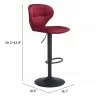 Zuo Modern Salem Barstool in Red - With DImension - Zuo Modern Salem Barstool in Red - With DImension