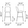 Zuo Modern Miles Barstool in Red - Dimension Sheet