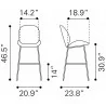 Zuo Modern Miles Barstool in Red - Dimension Sheet - Zuo Modern Miles Barstool in Red - Dimension Sheet