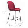 Zuo Modern Miles Counter Stool in Red - With Dimesion