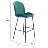 Zuo Modern Miles Barstool in Green - With Dimensions