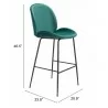 Zuo Modern Miles Barstool in Green - With Dimensions - Zuo Modern Miles Barstool in Green - With Dimensions