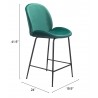 Zuo Modern Miles Counter Stool in Green - With Dimension