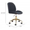 Zuo Modern Miles Office Chair Black - With Dimensions