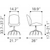 Zuo Modern Miles Office Chair Black - Dimension Sheet