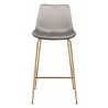 Zuo Modern Tony Barstool in Gray and Gold - Front - Zuo Modern Tony Barstool in Gray and Gold - Front