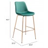 Zuo Modern Tony Barstool in Green and Gold - Dimension Sheet