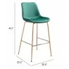 Zuo Modern Tony Barstool in Green and Gold - Dimension Sheet - Zuo Modern Tony Barstool in Green and Gold - Dimension Sheet