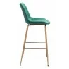 Zuo Modern Tony Barstool in Green and Gold - Side - Zuo Modern Tony Barstool in Green and Gold - Side
