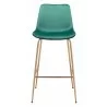 Zuo Modern Tony Barstool in Green and Gold - Front - Zuo Modern Tony Barstool in Green and Gold - Front