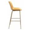 Zuo Modern Tony Barstool in Yellow and Gold - Side - Zuo Modern Tony Barstool in Yellow and Gold - Side