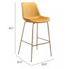 Zuo Modern Tony Barstool in Yellow and Gold - With DImension