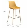 Zuo Modern Tony Barstool in Yellow and Gold - With DImension - Zuo Modern Tony Barstool in Yellow and Gold - With DImension