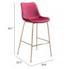Zuo Modern Tony Barstool in Red and Gold - With Dimensions