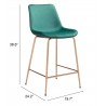 Zuo Modern Tony Counter Stool in Green and Gold - With Dimension