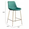 Zuo Modern Tony Counter Stool in Green and Gold - With Dimension - Zuo Modern Tony Counter Stool in Green and Gold - With Dimension