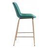 Zuo Modern Tony Counter Stool in Green and Gold - Side View