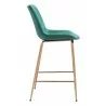Zuo Modern Tony Counter Stool in Green and Gold - Side View - Zuo Modern Tony Counter Stool in Green and Gold - Side View