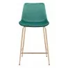 Zuo Modern Tony Counter Stool in Green and Gold - Front - Zuo Modern Tony Counter Stool in Green and Gold - Front