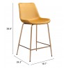 Zuo Modern Tony Counter Stool in Yellow and Gold - With Dimensions