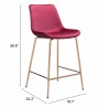 Zuo Modern Tony Counter Stool in Red and Gold - With Dimension