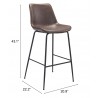 Zuo Modern Byron Barstool in Brown - With Dimension