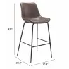 Zuo Modern Byron Barstool in Brown - With Dimension - Zuo Modern Byron Barstool in Brown - With Dimension