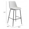 Zuo Modern Byron Barstool in White - With Dimensions