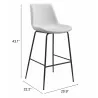 Zuo Modern Byron Barstool in White - With Dimensions - Zuo Modern Byron Barstool in White - With Dimensions