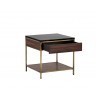 Sunpan Stamos End Table - Gold - Zebra Brown - Drawer Opened