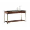 Sunpan Stamos Console Table - Gold - Zebra Brown - Angled with Decor