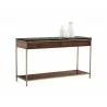 Sunpan Stamos Console Table - Gold - Zebra Brown - Angled with Decor - Sunpan Stamos Console Table - Gold - Zebra Brown - Angled with Decor