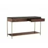 Sunpan Stamos Console Table - Gold - Zebra Brown - Angled with Opened Drawer - Sunpan Stamos Console Table - Gold - Zebra Brown - Angled with Opened Drawer