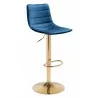 Zuo Modern Prima Barstool Dark Blue and Gold - Angled - Zuo Modern Prima Barstool Dark Blue and Gold - Angled