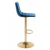 Zuo Modern Prima Barstool Dark Blue and Gold - Side - Zuo Modern Prima Barstool Dark Blue and Gold - Side