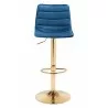 Zuo Modern Prima Barstool Dark Blue and Gold - Front - Zuo Modern Prima Barstool Dark Blue and Gold - Front