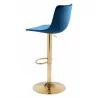 Zuo Modern Prima Barstool Dark Blue and Gold - Back Angled - Zuo Modern Prima Barstool Dark Blue and Gold - Back Angled