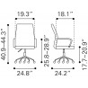 Zuo Modern Primero Office Chair in Black - Dimensions Sheet