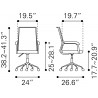 Zuo Modern Liderato Office Chair Black - Dimension Sheet