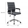 Zuo Modern Liderato Office Chair Black - With DImensions