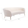 Zuo Modern Luna Sofa in Cream - With Dimensions